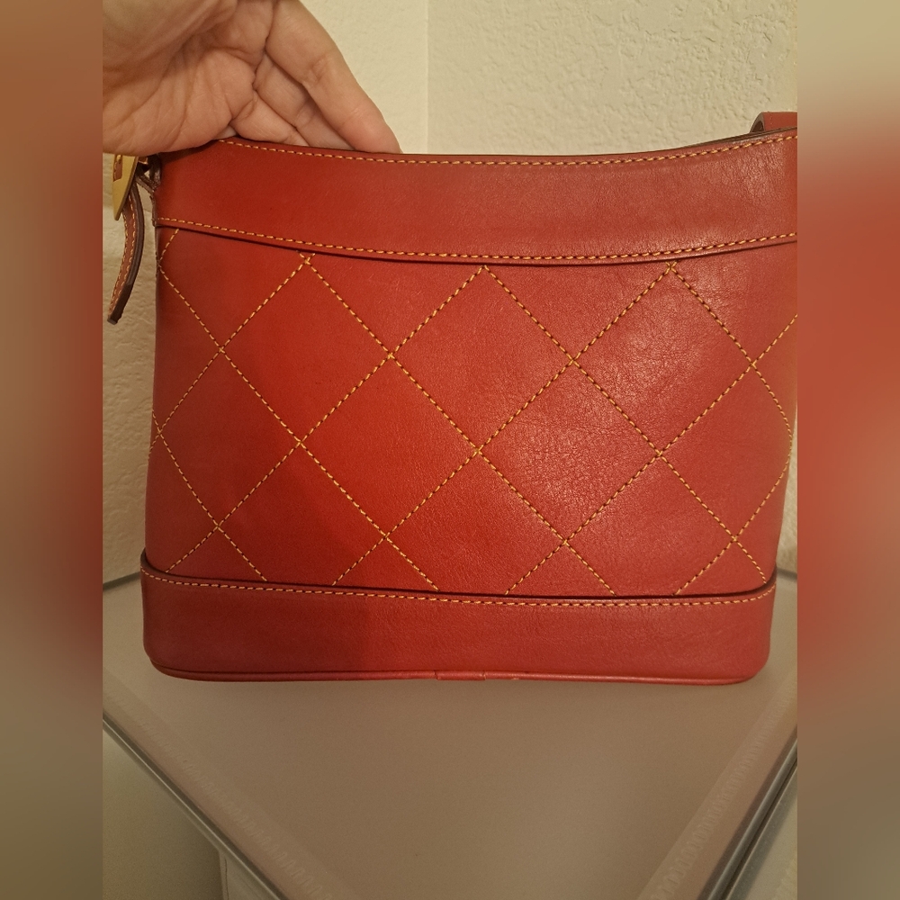 Dooney & Bourke Red Quilted Leather Shoulder Bag - Picture 6 of 13